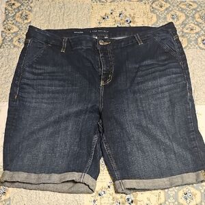 Lane Bryant Dark Blue Cuffed Denim Shorts